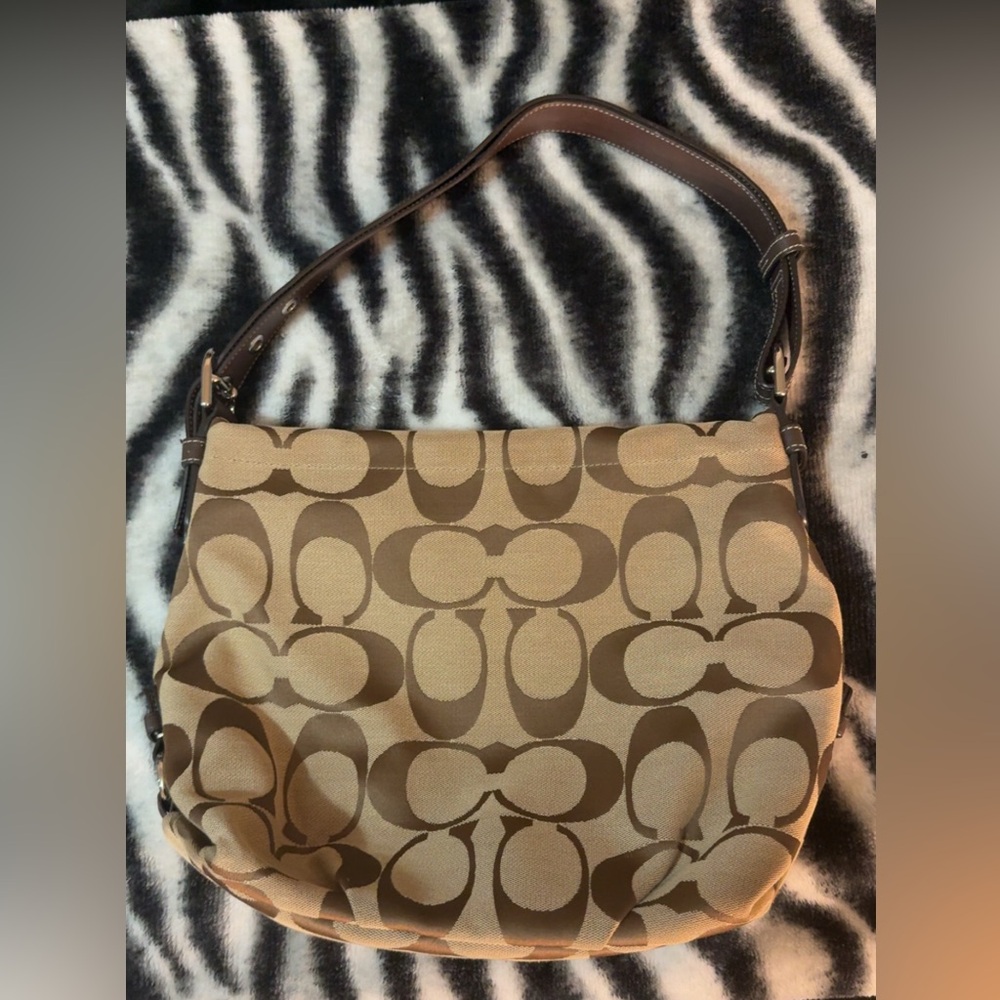 Coach Brown/Tan Signature Shoulder Bag